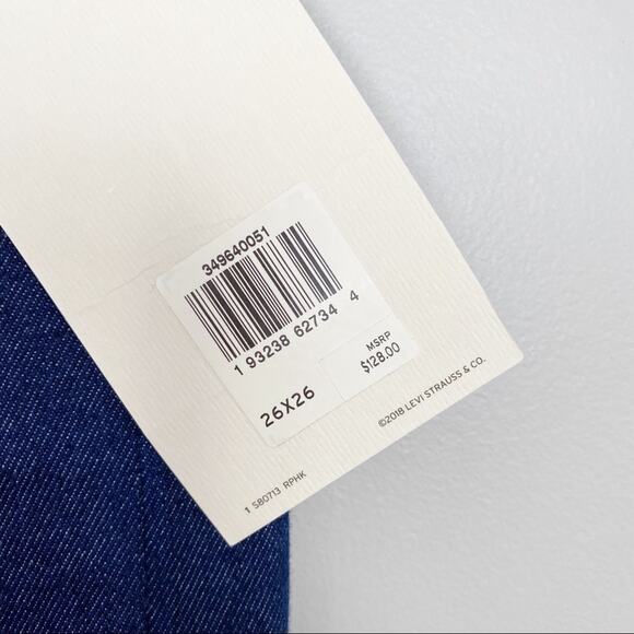 Levi's Wedgie Straight Jeans 26 New NWT Fringe Dark Denim Western High Rise - Picture 6 of 6